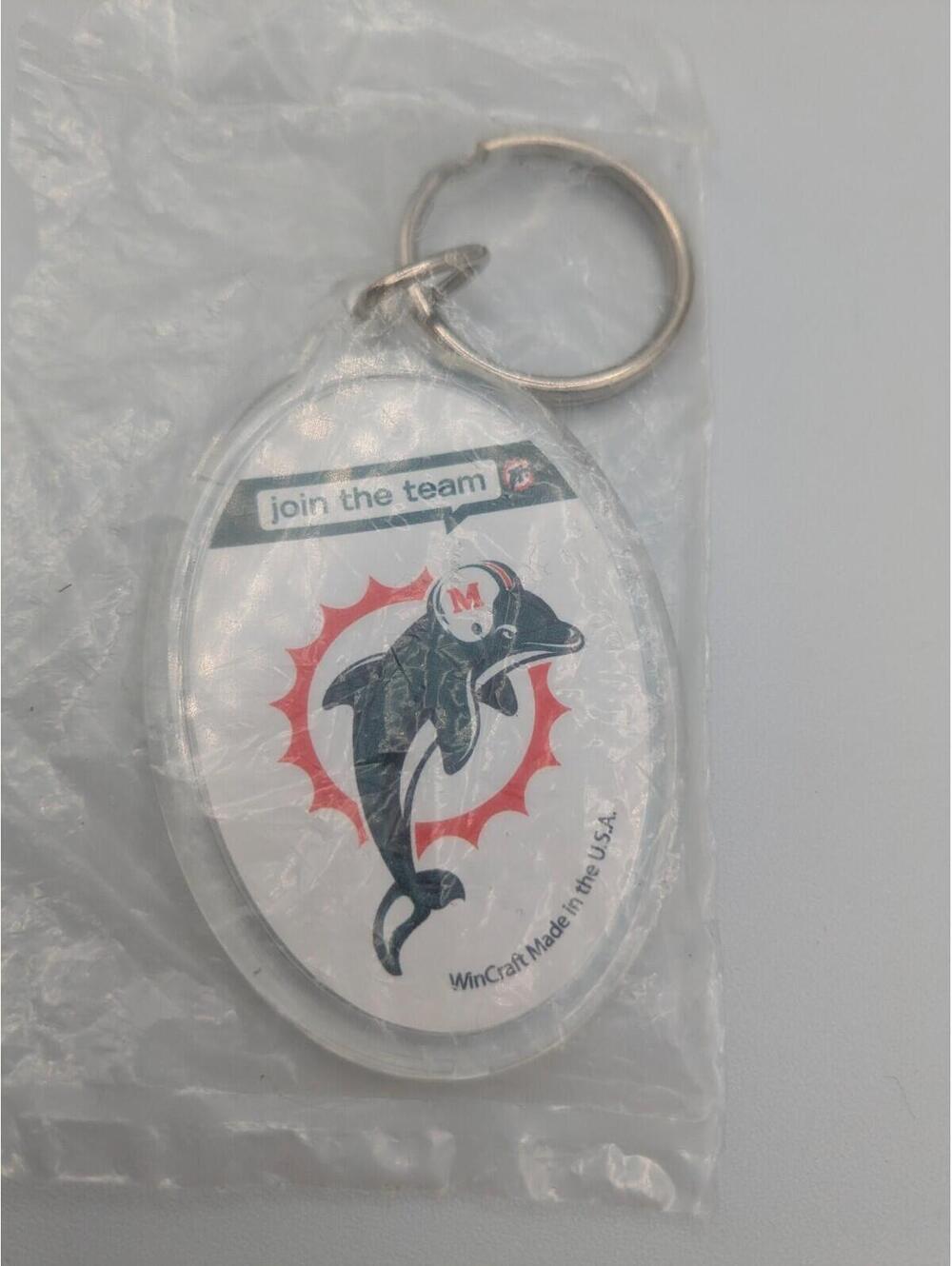 NFL Miami Dolphins Acrylic Key Ring 1990's Vintage NEW, White, Oval, Wincraft